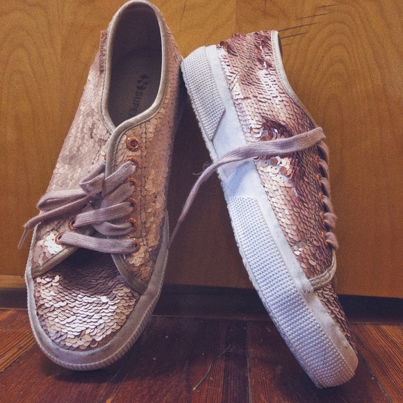 superga rose gold sequin